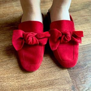 Red BP GENUINE LEATHER mules with bows backless size 8